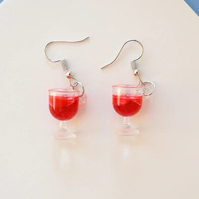 Teenytopia Summer Quencher Earrings - Cute little earrings shaped like tiny wine glasses, filled with different coloured liquids and fillers that look like ice cubes and slivers of fruit.