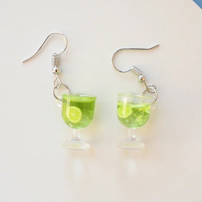 Teenytopia Summer Quencher Earrings - Cute little earrings shaped like tiny wine glasses, filled with different coloured liquids and fillers that look like ice cubes and slivers of fruit.