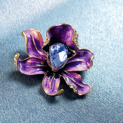 The Florist's Brooch - Orchid - A lovely flower-themed brooch available in orange, green, purple, or white.