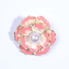 The Florist's Brooch - Ruffled Peony - A medium-sized round brooch featuring delicate pink-and-white petals surrounding an artificial pearl in the centre.