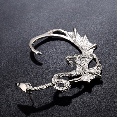 Tiamat Dragon Ear Cuff - A stylised dragon ear cuff designed to be worn on the left ear.