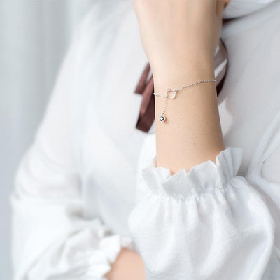 Tinklebell Silver Cat Bell Chain Bracelet - A delicate silver chain bracelet with a kitty themed loop and matching bell on the front.