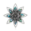 The Tropicana Hokulani Brooch - A beautiful silver-toned zinc alloy flower brooch adorned with crystals and polished paua shell.