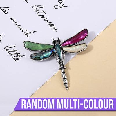 Tropicana Pinao Dragonfly Brooch - A lovely medium-sized brooch featuring a two-winged dragonfly with paua/abalone shell in various colours set into the wings.