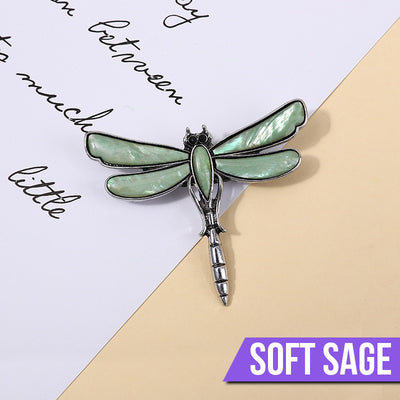 Tropicana Pinao Dragonfly Brooch - A lovely medium-sized brooch featuring a two-winged dragonfly with paua/abalone shell in various colours set into the wings.