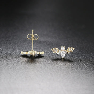 Wednesday Bat Crystal Stud Earrings - Adorable tiny crystal earrings shaped like an itty bitty bat, studded with gorgeous crystals.