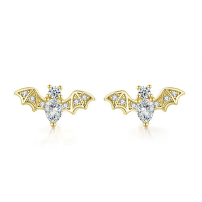 Wednesday Bat Crystal Stud Earrings - Adorable tiny crystal earrings shaped like an itty bitty bat, studded with gorgeous crystals.