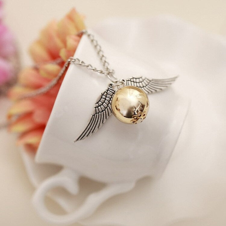 Golden Snitch Necklace - A cute necklace themed after the Golden Snitch from the Harry Potter series.