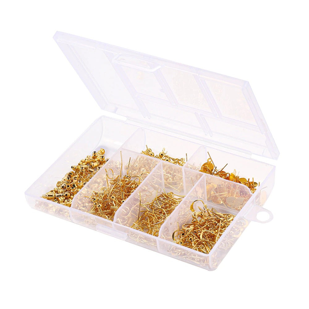 Cheeky Crafter 300 Piece Earring Making Kits - A small plastic kit containing an assortment of earring-making items.