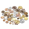 Cheeky Crafter Steampunk Gears - A pile of little metal gears designed for crafting, in a mix of gold, silver, bronze, copper, and rose gold colours.