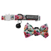 Little Kitty Co. Cat Collar & Bow Tie - That Floral Feeling | That Floral Feeling is a lovely, classic floral pattern with delicate pink flowers on a teal background.