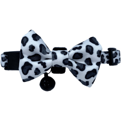 Little Kitty Co. Cat Collar & Bow Tie - Wild Cat (Limited Edition) - An adorable white leopard print cat collar with a matching bow tie.