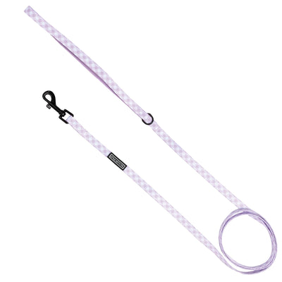 Little Kitty Co. Cat Leash - Berry Gingham - Berry Gingham is exactly what it sounds like - a delicate pastel purple and white gingham print, with a matching purple lining.