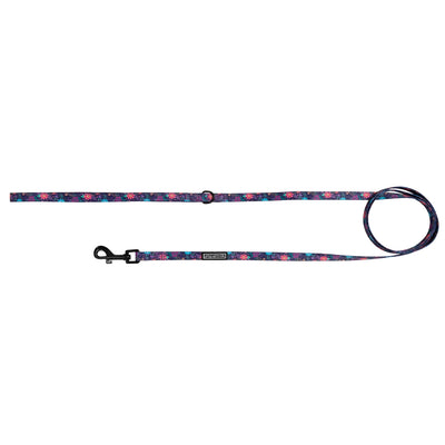Little Kitty Co. Cat Leash - Stop And Smell The Flowers a cool and refreshing dark blue print with a stylised floral motif, perfect for those summertime adventures.