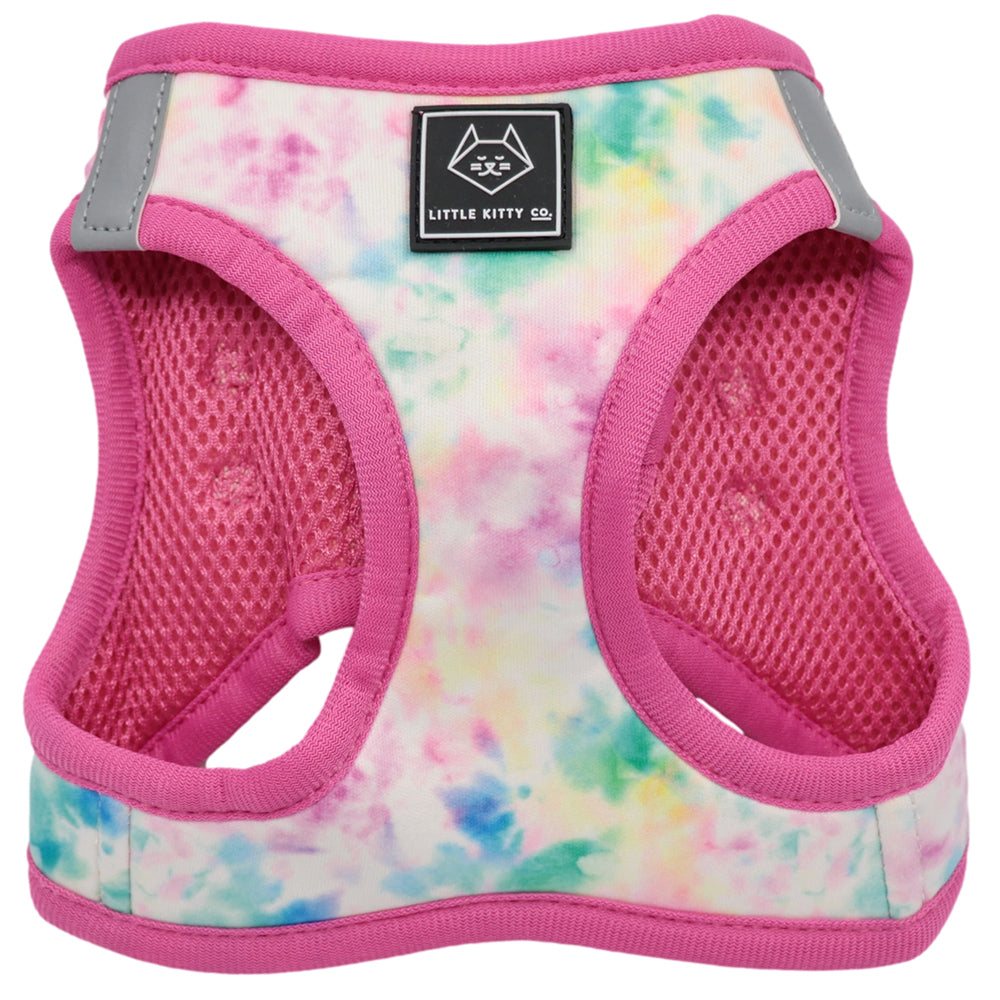 Little Kitty Co. Cat Step-In Harness - a delightfully delicate pastel blend on the outside, contrasted against a vibrant bubblegum pink lining.