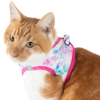 Little Kitty Co. Cat Step-In Harness - a delightfully delicate pastel blend on the outside, contrasted against a vibrant bubblegum pink lining.