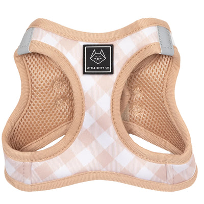 Little Kitty Co. Cat Step-In Harness - Latte Gingham is a soft, tasty pastel brown, perfect for the classy kitty who doesn't need bright colours to stand out from the cafe crowd.