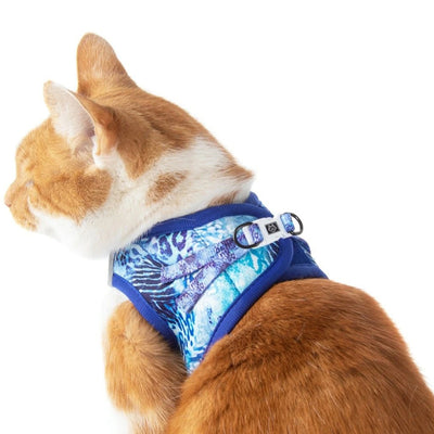 Little Kitty Co. Cat Step-In Harness - Snakeskin - A cat harness with a lovely dappled blue pattern that vaguely resembles snakeskin.