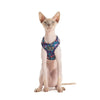 Little Kitty Co. Cat Step-In Harness - Stop And Smell The Flowers a cool and refreshing dark blue print with a stylised floral motif, perfect for those summertime adventures.