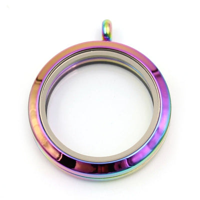 Mnemosyne Twist Floating Locket - A stainless steel locket with panels of glass front and back so that they contents of the locket can be seen from both sides.