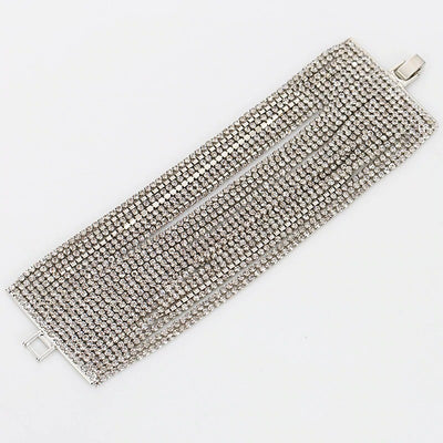 Mikaela Luxury Crystal Bracelet - A swaroviski crystal cuff made of 22 strands of crystals layered one upon the other, with a clasp to hold them in place.