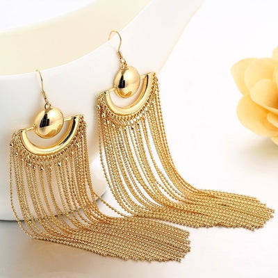 The Helena Earrings - Large, elegant, cascading chain earrings.