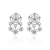 Snowflake Dreams Earrings - Tiny sterling silver earring shaped like little snowflakes, with other snowflakes dangling off it.