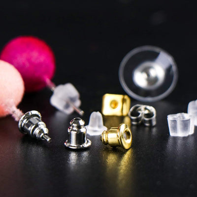 Earring Backs Kit - Variety Pack - A small plastic kit that contains ten different types of earring backs in an assortment of colours and styles.