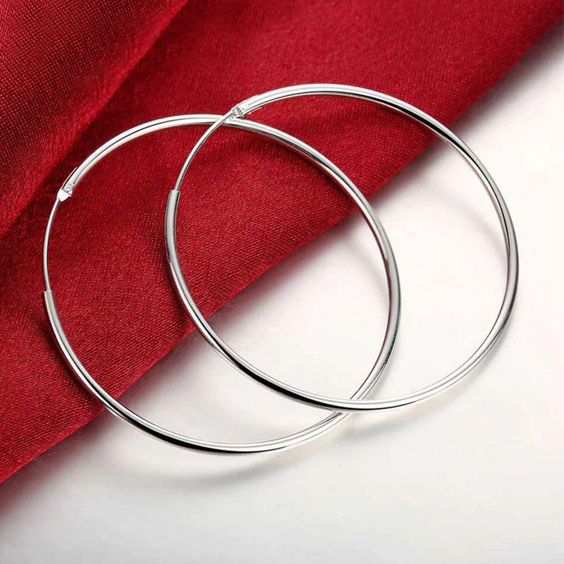 Silver Plated 70Mm Hoop Earrings | PrettyLittleThing IL