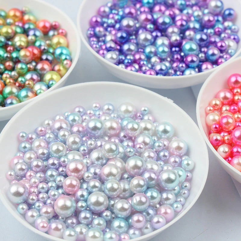 Mermaid Pearls - Undrilled/no holes ABS plastic filler beads in lovely iridescent colours. 