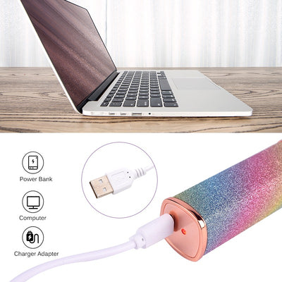 Aphrodite's Kiss 2-in-1 USB Eyebrow Trimmer & Shaver - A cute USB chargeable eyebrow trimmer, available with a glittery rainbow case or a pink case.