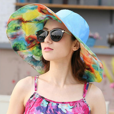 Pretty Painter Reversible Sunhat - A beautiful large brimmed hat that looks like it has been painted with watercolour paints.