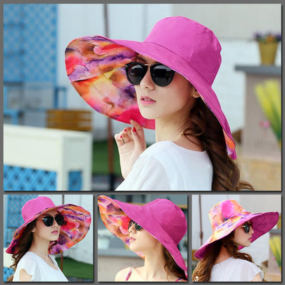 Pretty Painter Reversible Sunhat - A beautiful large brimmed hat that looks like it has been painted with watercolour paints.