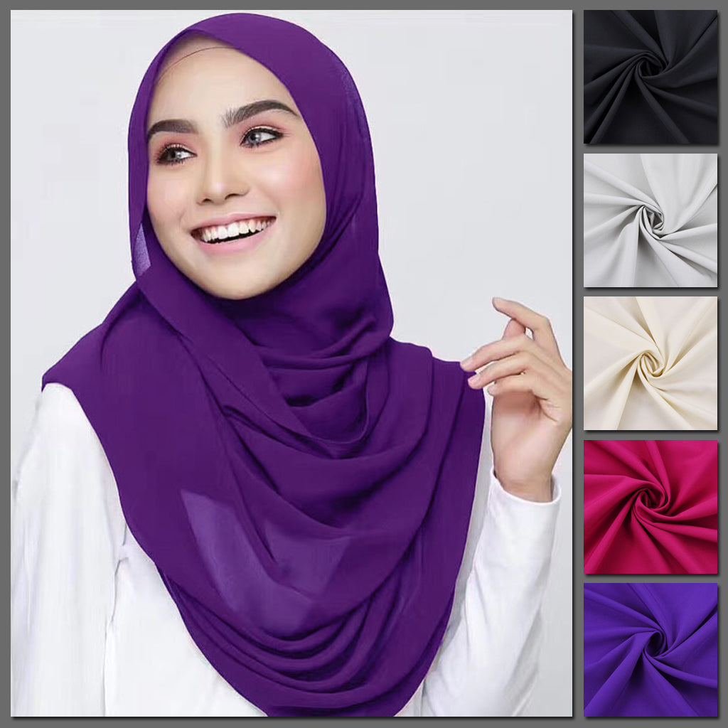 Ready-Set-Go Instant Hijab Scarf - A light-weight chiffon headscarf pre-sewn to make it easy to put on and take off.