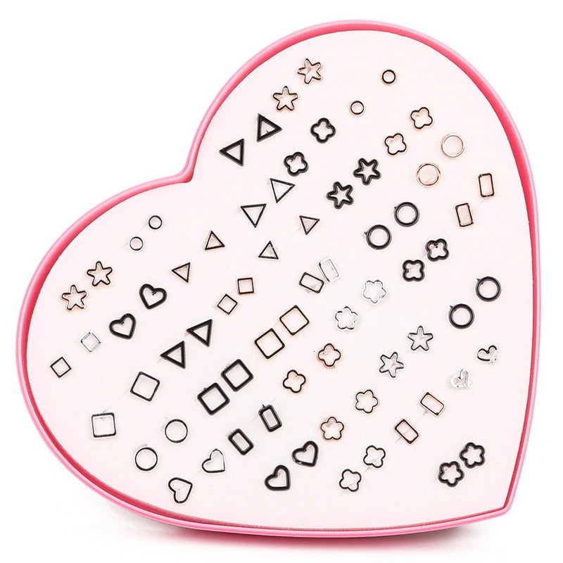 The Sassy Fash Children's Earring Set - an assortment of silicone-stemmed hypoallergenic earrings in a cute heart-shaped box.
