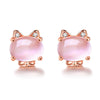 The Bastet Set - An adorable rose quartz/pink opal cat themed jewellery set.