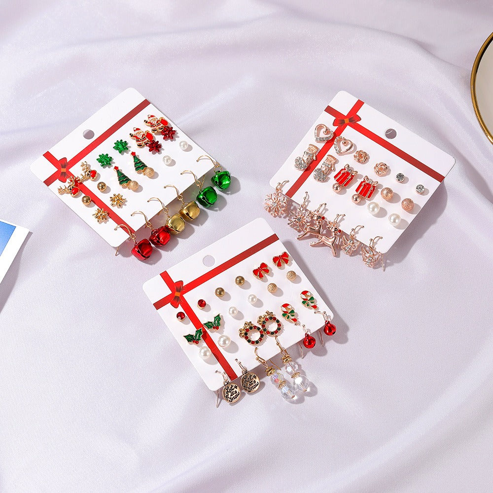 Twelve Days Of Christmas Holiday Earring Sets - Three different sets of fun, holiday-themed earrings in an assortment of designs and colours.