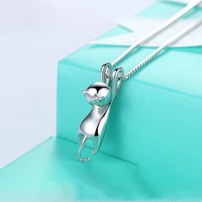 Hang In There Set - A simple sterling silver cat themed jewellery set themed after the classic "Hang In There" kitty posters common to offices the world over.