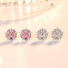 Asuka Cherry Blossom Stud Earrings - Small, delicate crystal earrings shaped like little flowers.  Available in pink or white.