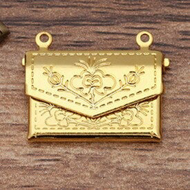 Lovely Lockets - Floral Envelope - A tiny metal envelope-style locket with a pretty floral pattern embossed in it, available in several shades of gold and silver.