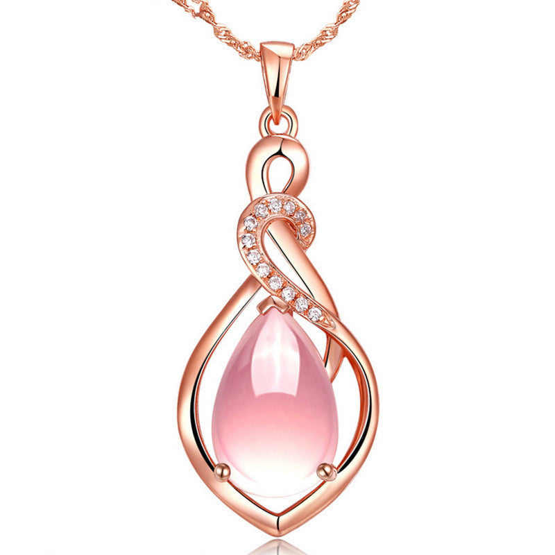 The Cassandra Necklace - A lovely delicate pink opal pendant studded with crystals. 
