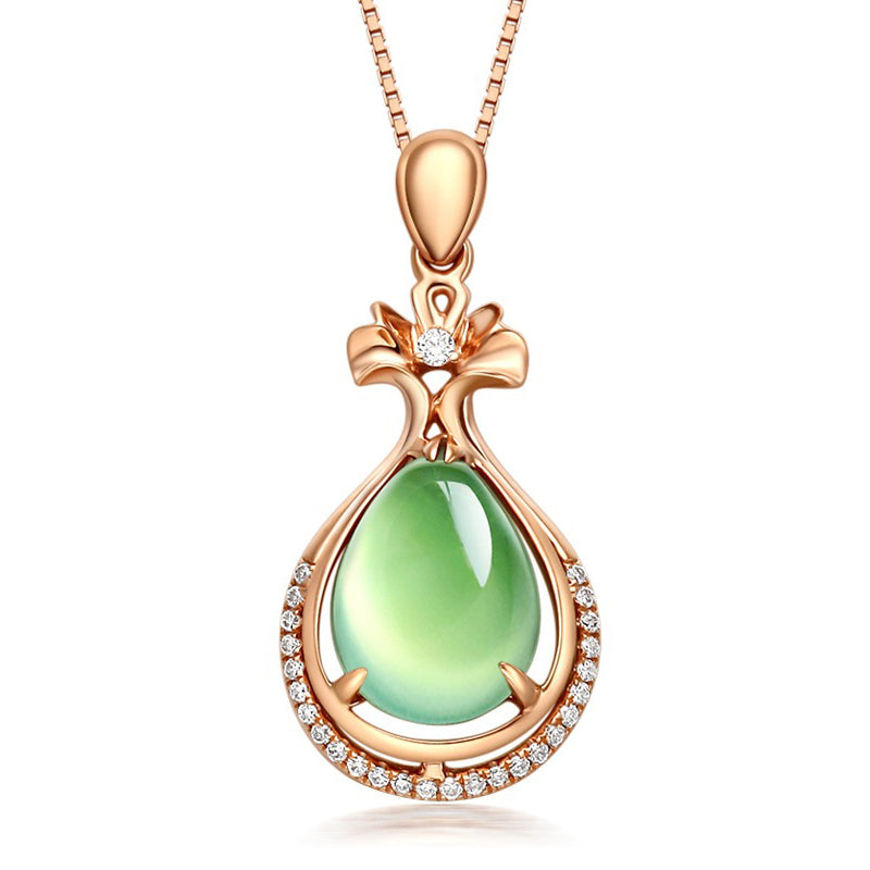The Pythia Necklace - A lovely delicate green opal pendant studded with crystals. 