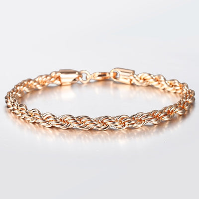 Damodice Spiral Chain Bracelet - A beautiful rose gold spiral chain bracelet that looks like it's made out of twisted strands of gold.