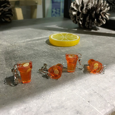 Teenytopia Tasty Iced Tea Earrings - Adorable little french hook earrings decorated with tiny cups of iced tea made of resin.
