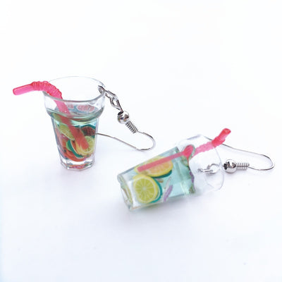 Teenytopia Fruit Punch Earrings - Adorable french hook earrings that look like tiny cups of fruit-filled punch, some with straws and some without.