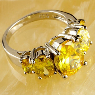 The Fashionista's Ring - A lovely 5-stone silver ring with large crystals in an assortment of colours.