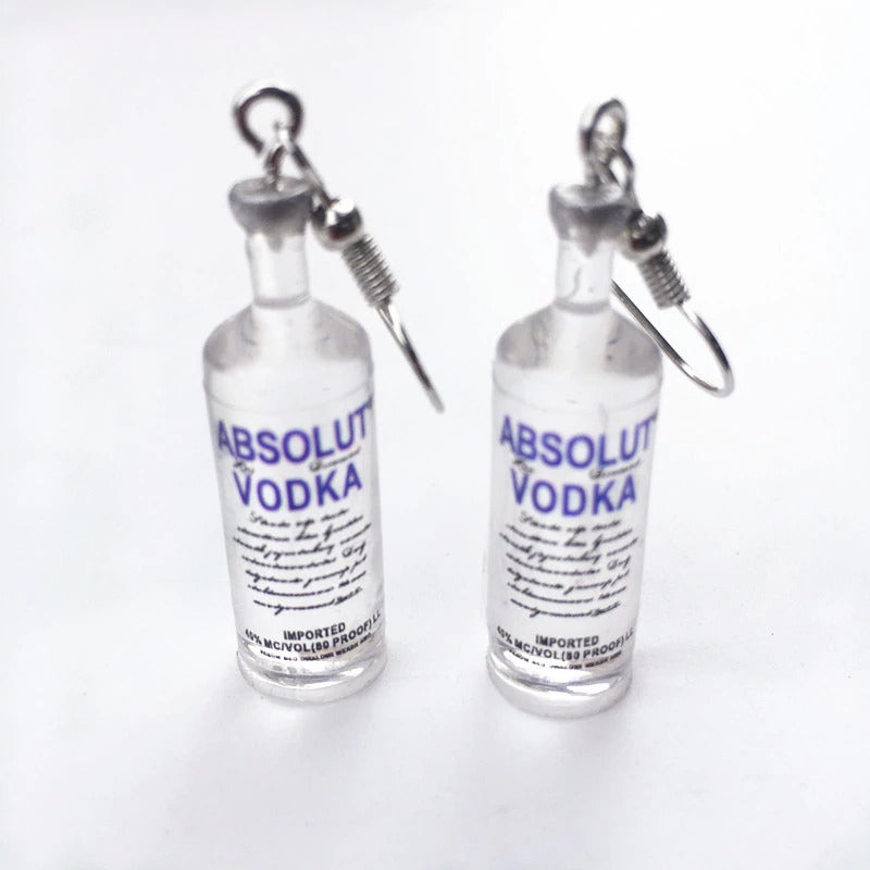 Teenytopia Top Shelf Vodka Earrings - Adorable earrings adorned with tiny resin charms designed to look like bottles of Absolut Vodka. 