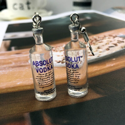 Teenytopia Top Shelf Vodka Earrings - Adorable earrings adorned with tiny resin charms designed to look like bottles of Absolut Vodka.