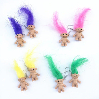 Teenytopia Troll Doll Earrings - French hook earrings adorned with adorable, big-haired troll dolls. So cute!