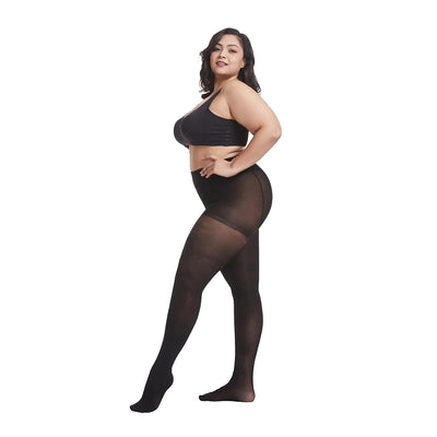 Essentials Queen-Size Ultra-Stretch Tights - Opaque - Extra stretchy stockings for plus-size people, available in black, brown, and cream colours.